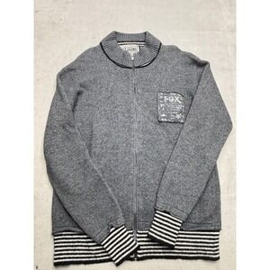 FOX BRAND Genuine Quality Clothing Men's XL Gray Sweater Wool Blend Full Zip